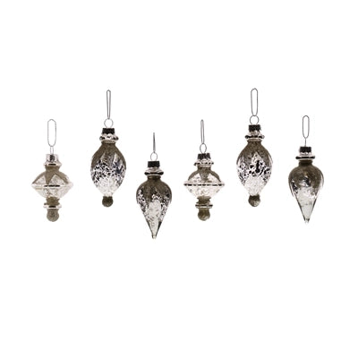 Classic Glass Ornament Antique Silver Glittered
