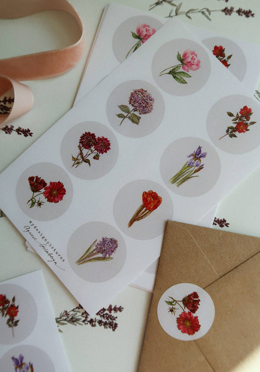 8 Flowers Sticker Set