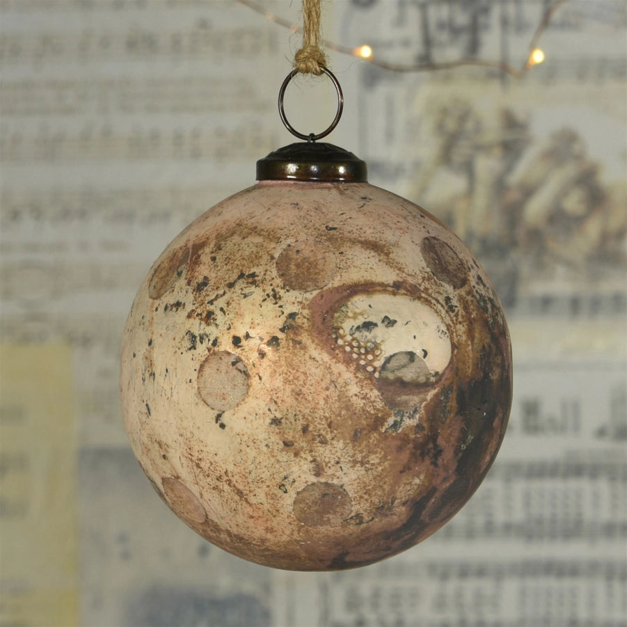 Sphere Glass Ornament- Antique Blush & Matte Gold