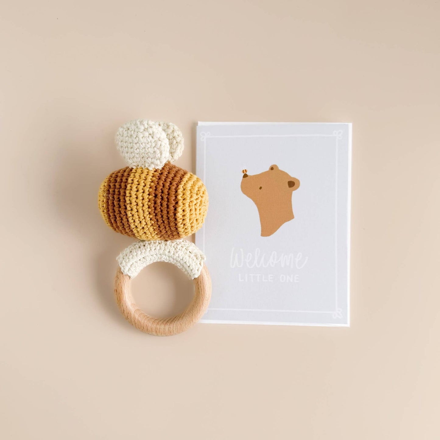 Cotton Crochet Rattle Teether Bee