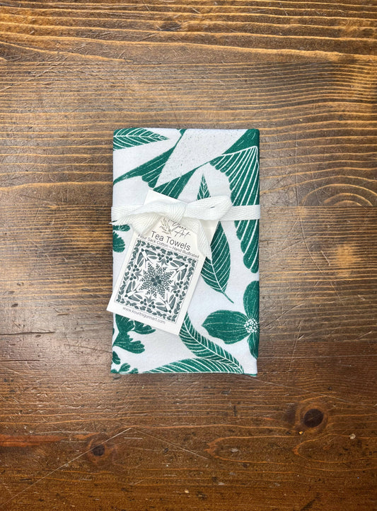 Green Bird Flour Sack Tea Towel