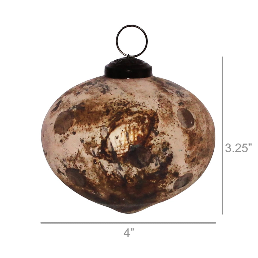 Bulb Glass Ornament- Antique Blush & Matte Gold