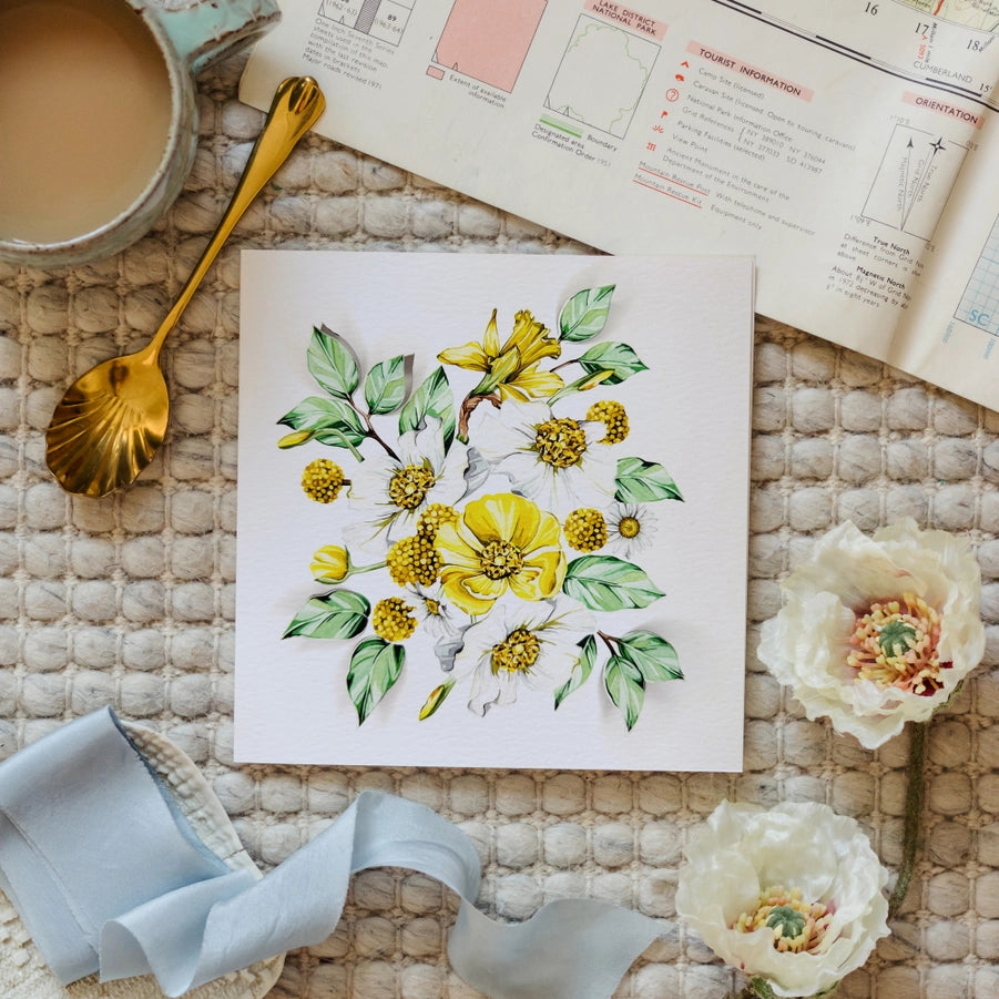 Yellow Spring Floral Sustainable Greeting Card