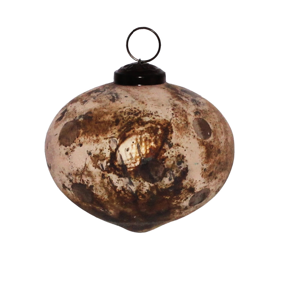 Bulb Glass Ornament- Antique Blush & Matte Gold