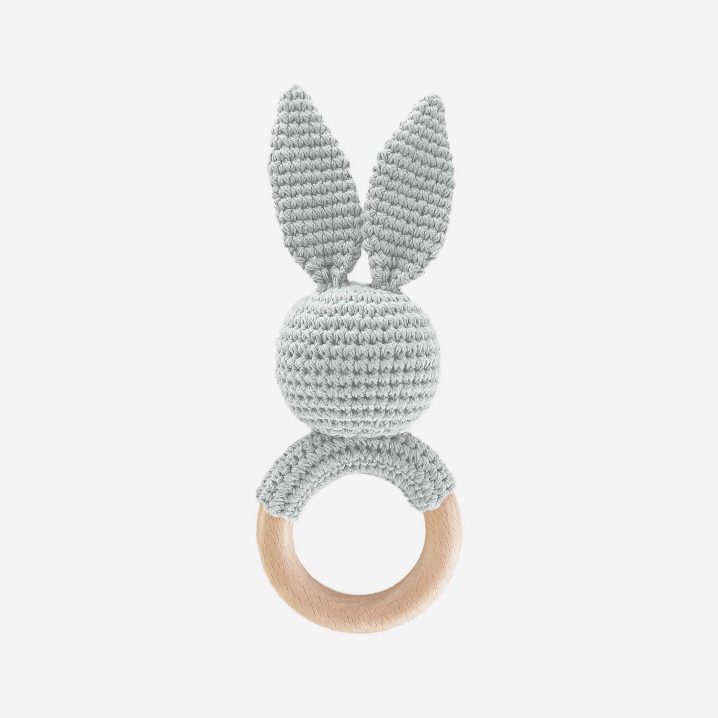 Cotton Crochet Rattle Teether Grey Bunny