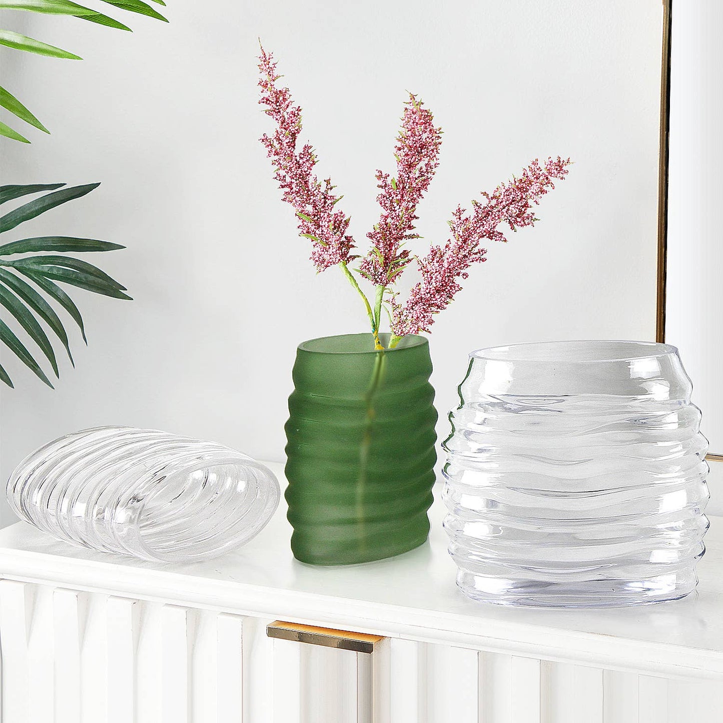 Small Oba Wide Greenery Vase Matte Green