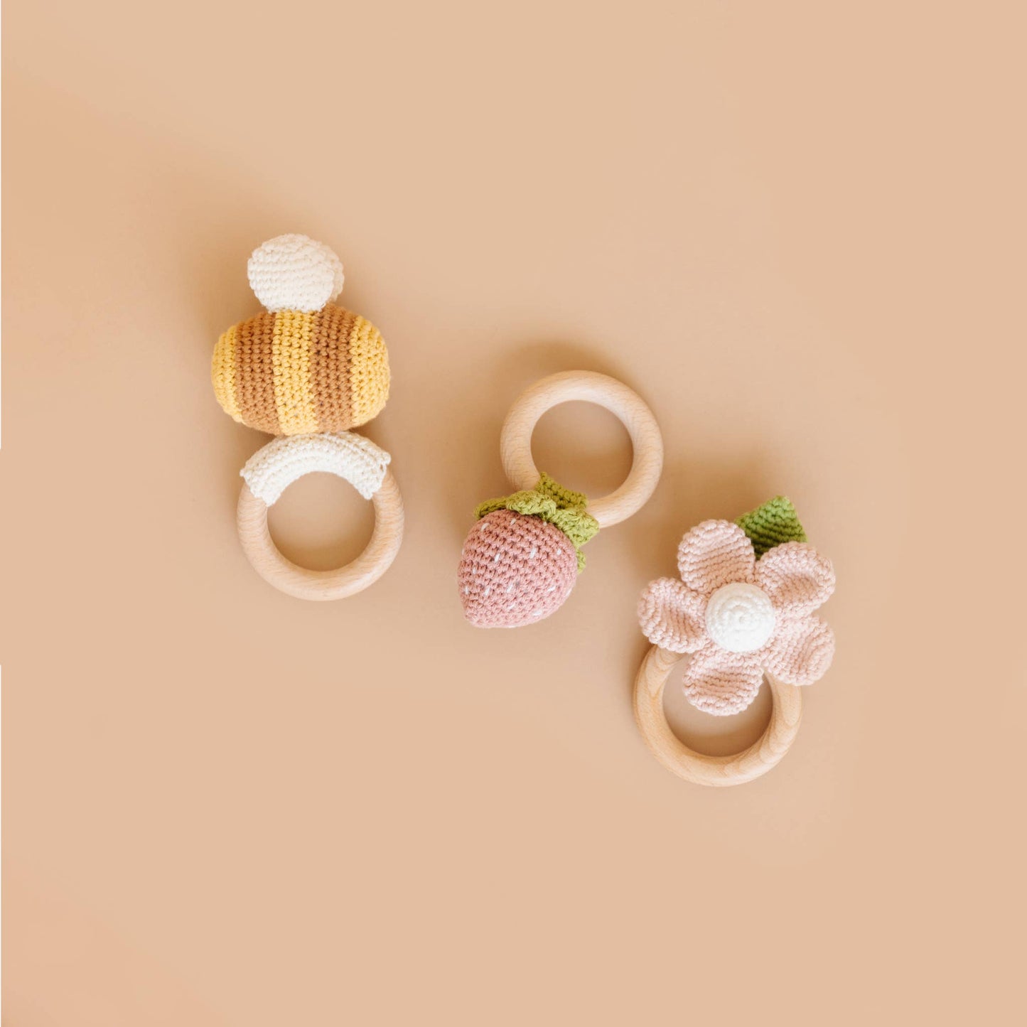 Cotton Crochet Rattle Teether Flower