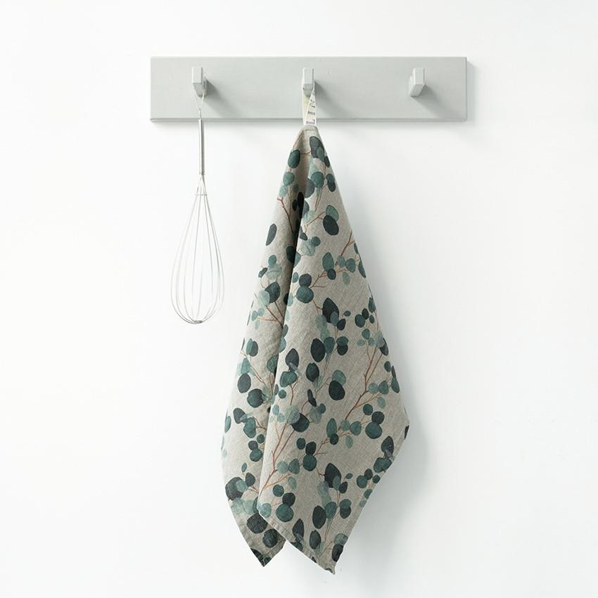 Eucalyptus on Natural Linen Tea Towel