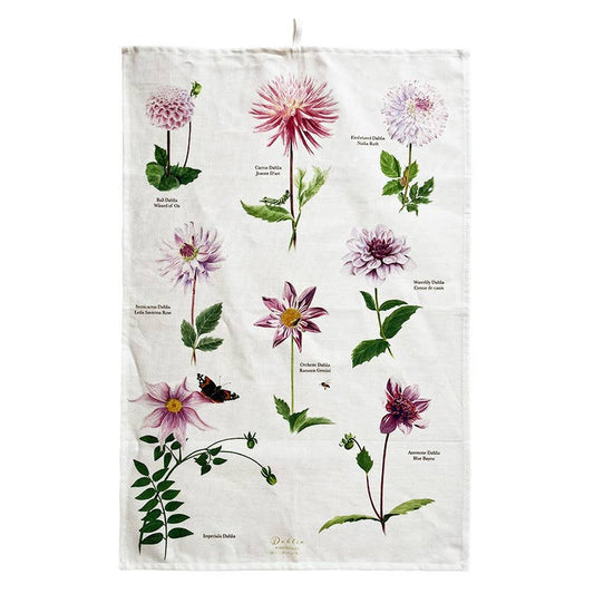 Dahlia Motif Tea Towel