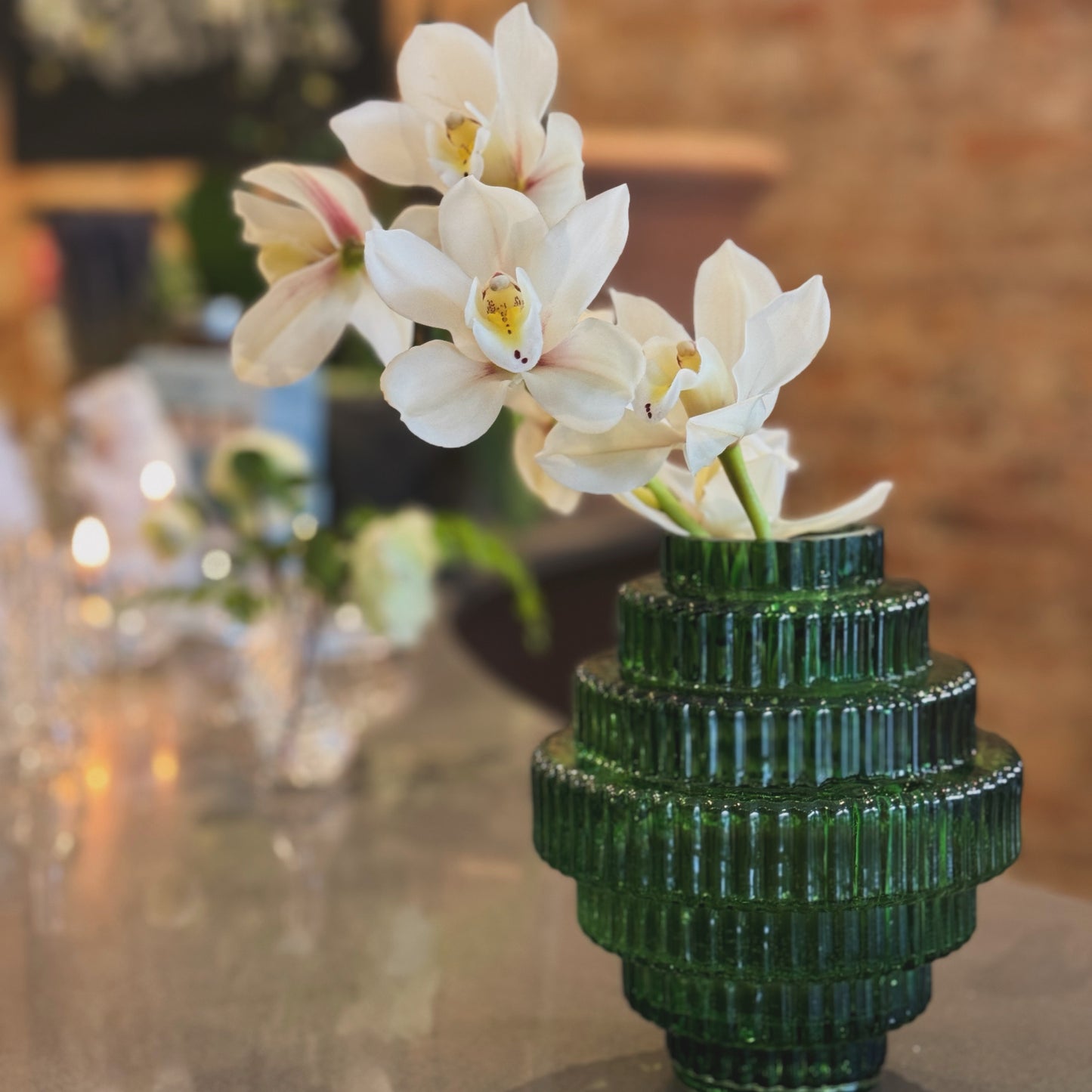 Layered Green Glass Vase Small