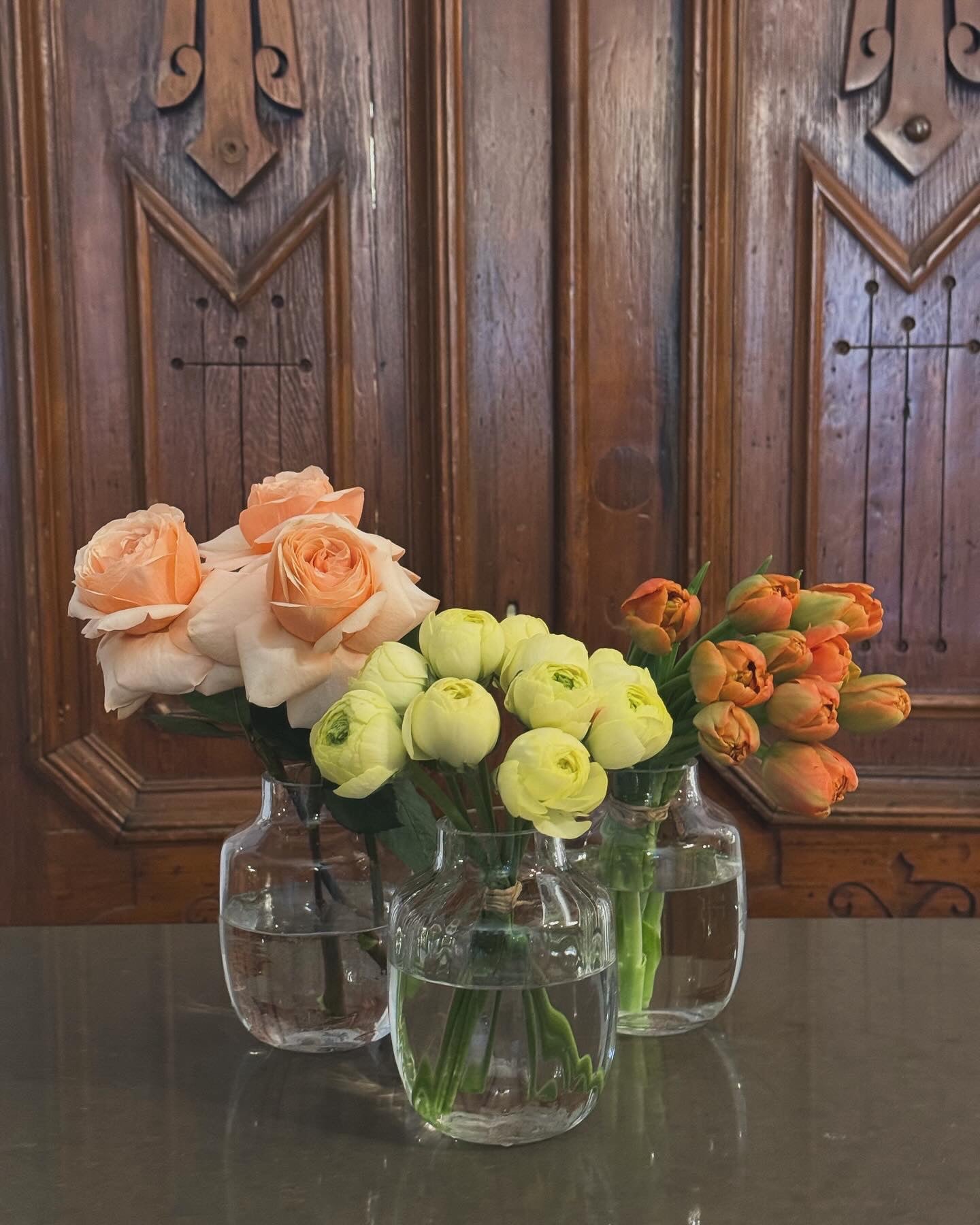 Spring Floral Trio in Etched Vase Vases Suzanne Gardner Flowers