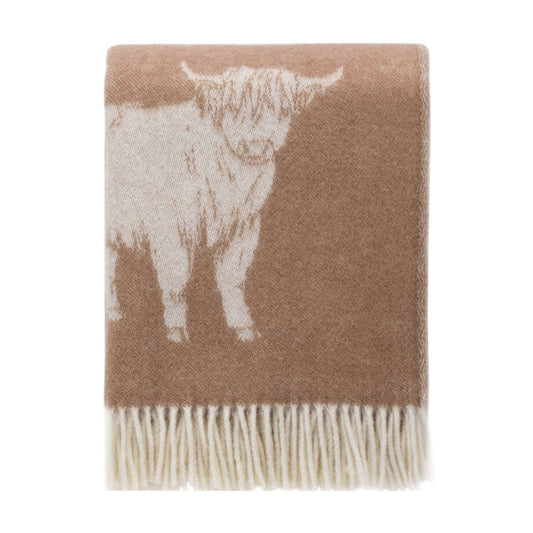 Highland Cow Brown Pure Wool Throw