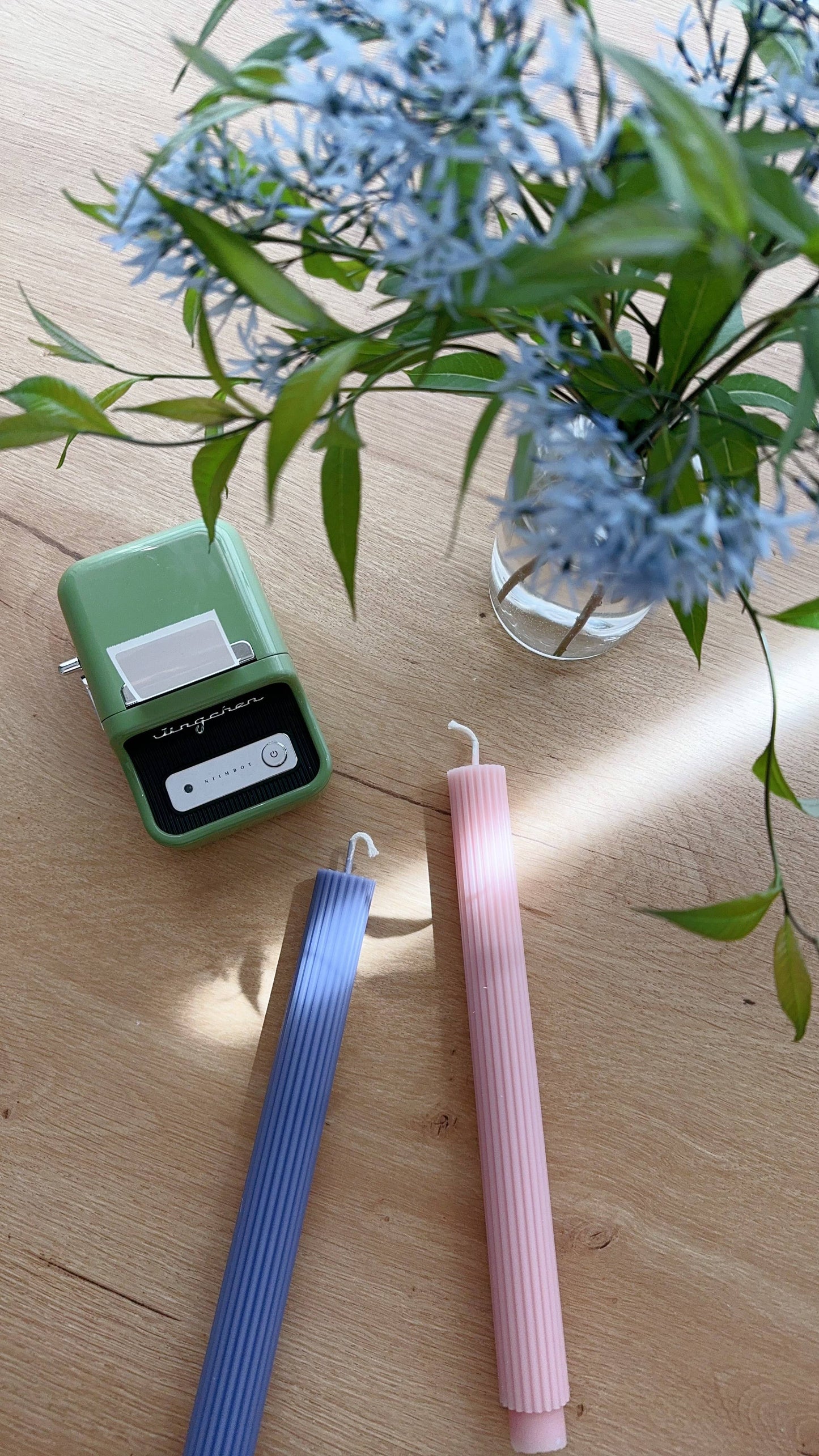 Beeswax & Soy Wax Ribbed Thich Taper: Macha Green