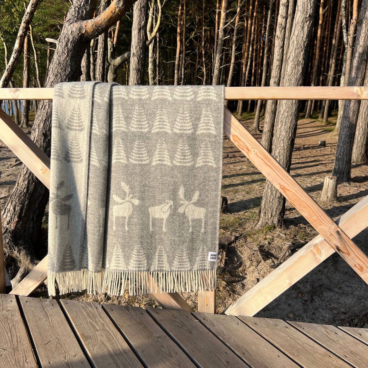 Soft Grey Moose Wool Throw