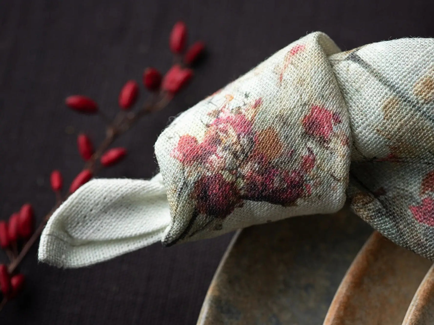 Japandi Floral Linen Tea Towel Pink Floral