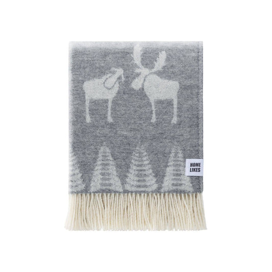 Soft Grey Moose Wool Throw