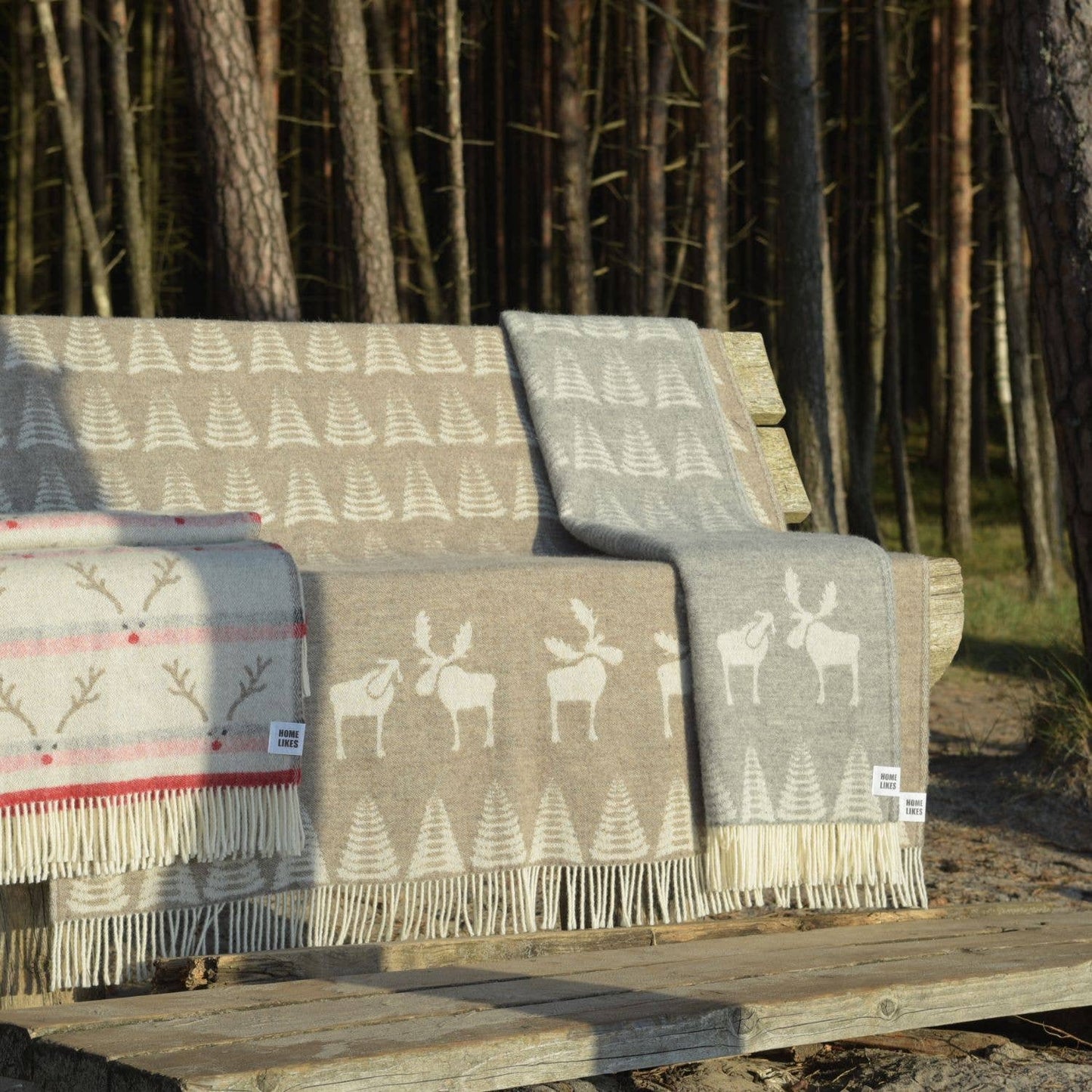 Soft Grey Moose Wool Throw
