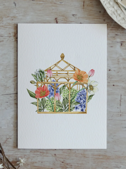 Greenhouse Watercolour Scalloped Sustainable Greeting Card