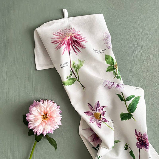 Dahlia Motif Tea Towel