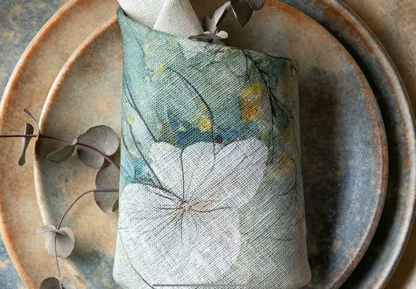 Japandi Floral Linen Tea Towel White Floral