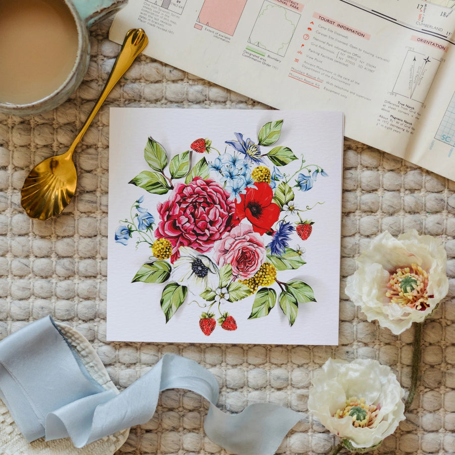 Red Spring Floral Sustainable Greeting Card