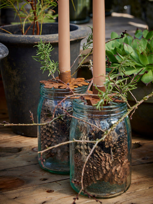 Rustic Winter Candle Holders