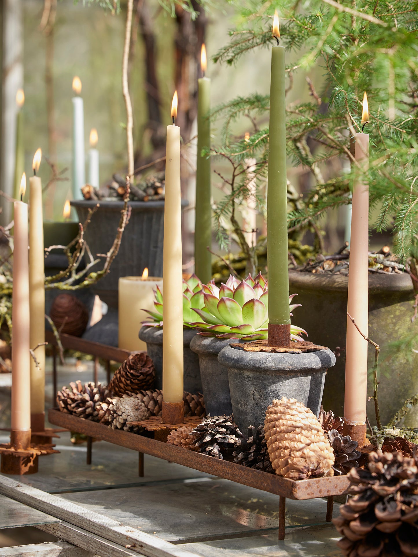 Rustic Winter Candle Holders