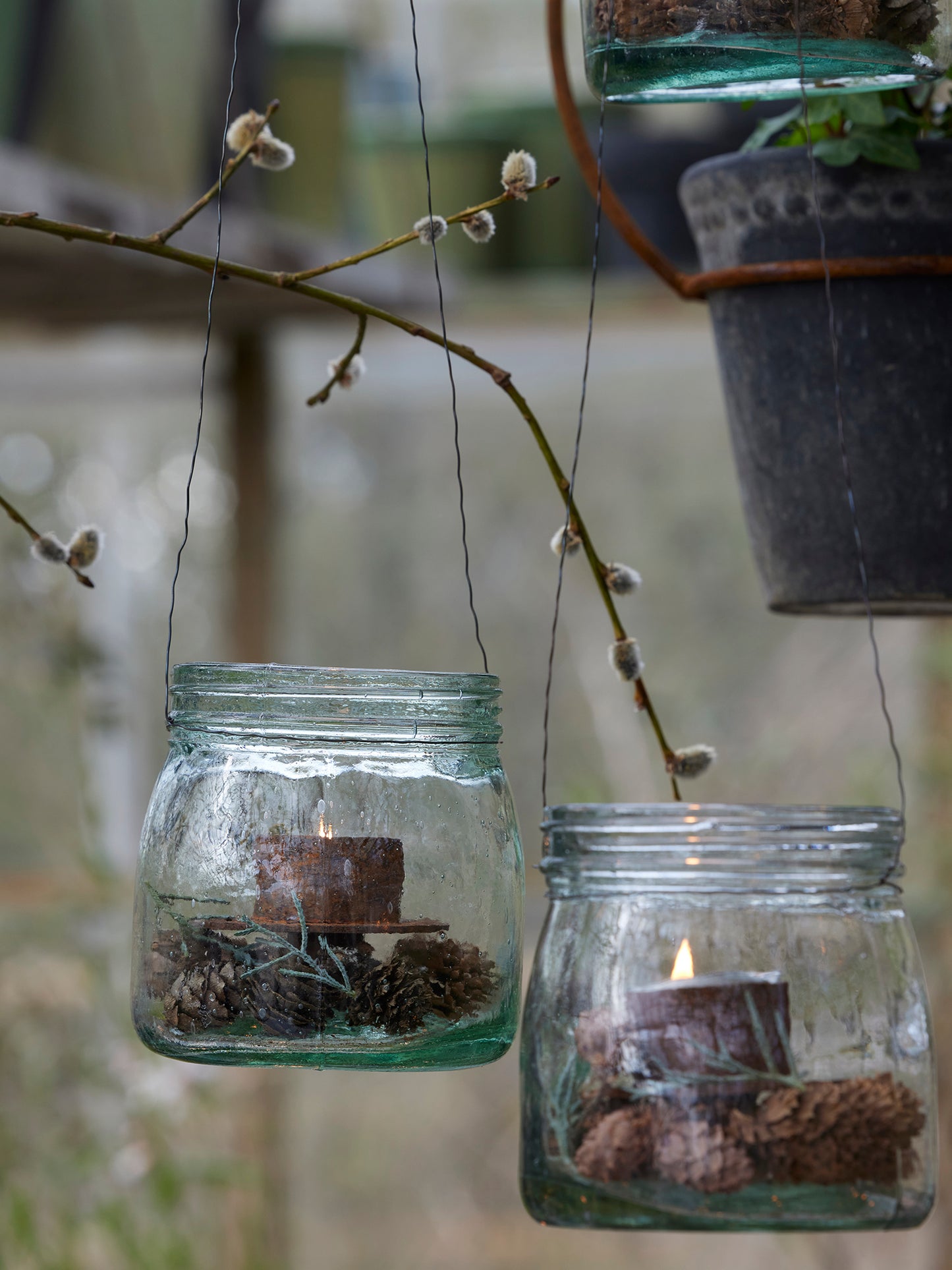 Rustic Winter Candle Holders