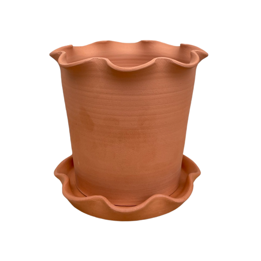 Frilly Plant Pot Terracotta Large