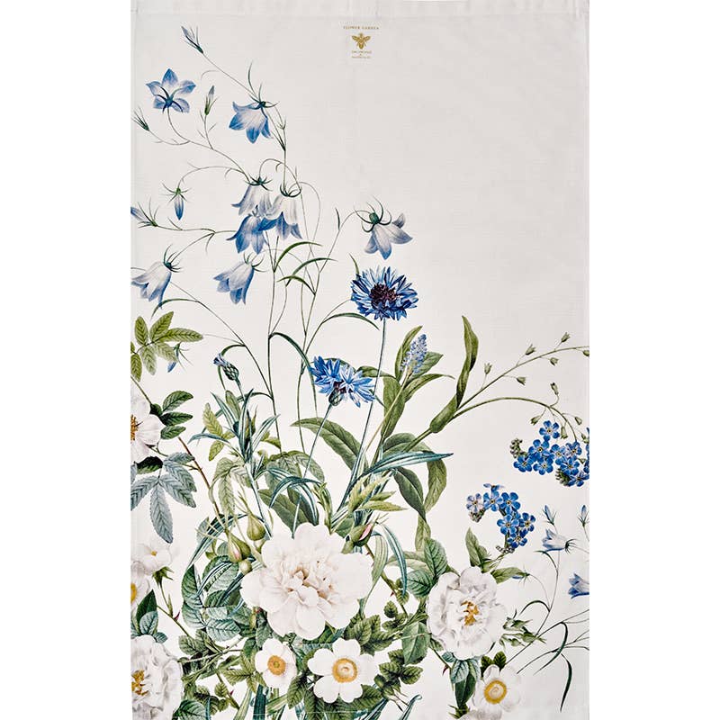 Blue Flower Garden Tea Towel