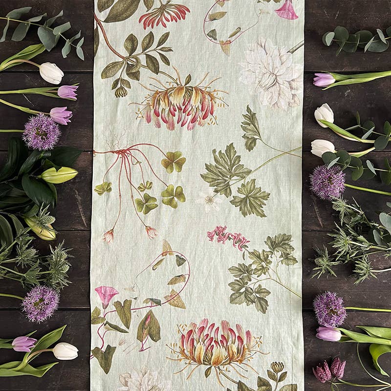 Flora Danica Linen Table Runner