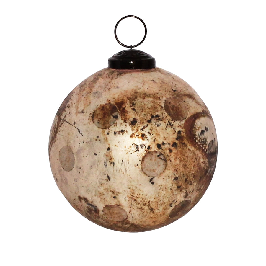 Sphere Glass Ornament- Antique Blush & Matte Gold