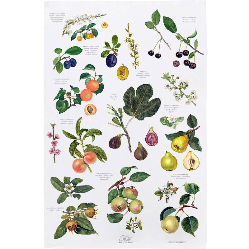 Organic Fruit Motif Tea Towel