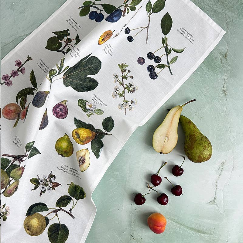 Organic Fruit Motif Tea Towel