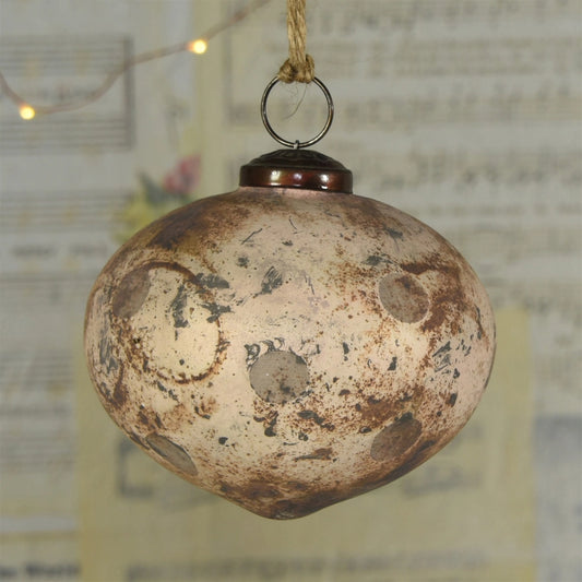 Bulb Glass Ornament- Antique Blush & Matte Gold