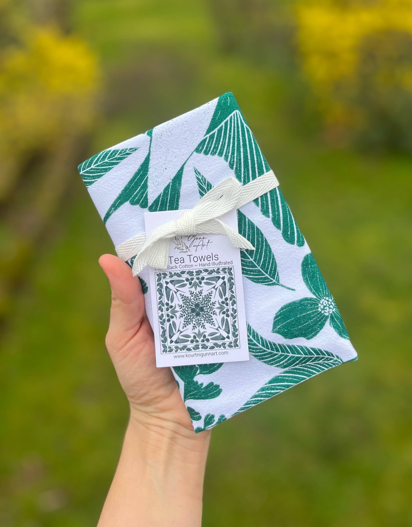 Green Bird Flour Sack Tea Towel