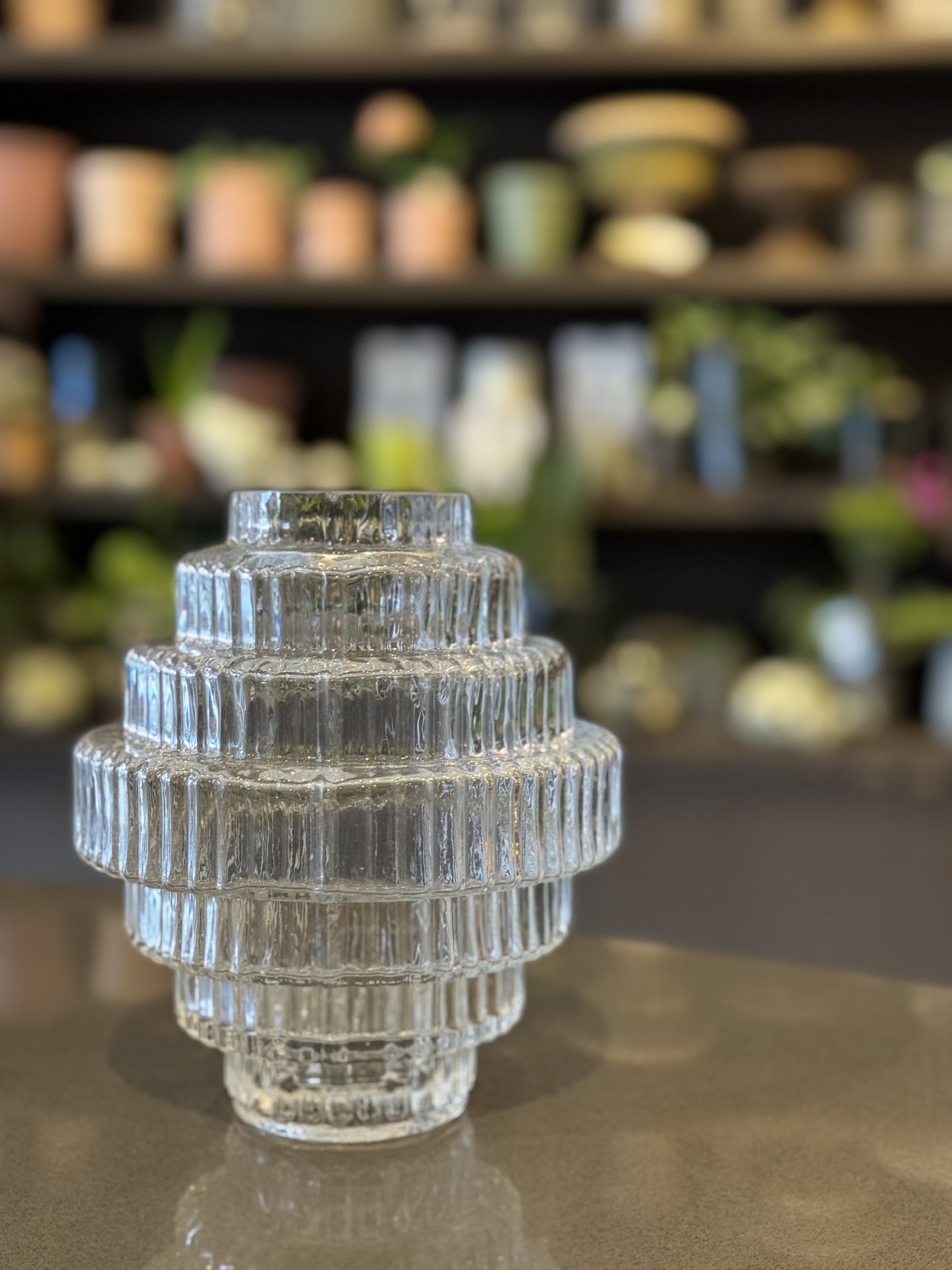 Layered Clear Glass Vase Small