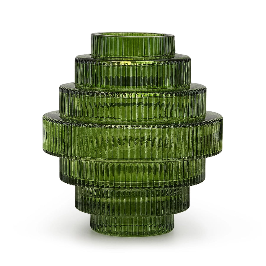 Layered Green Glass Vase Large