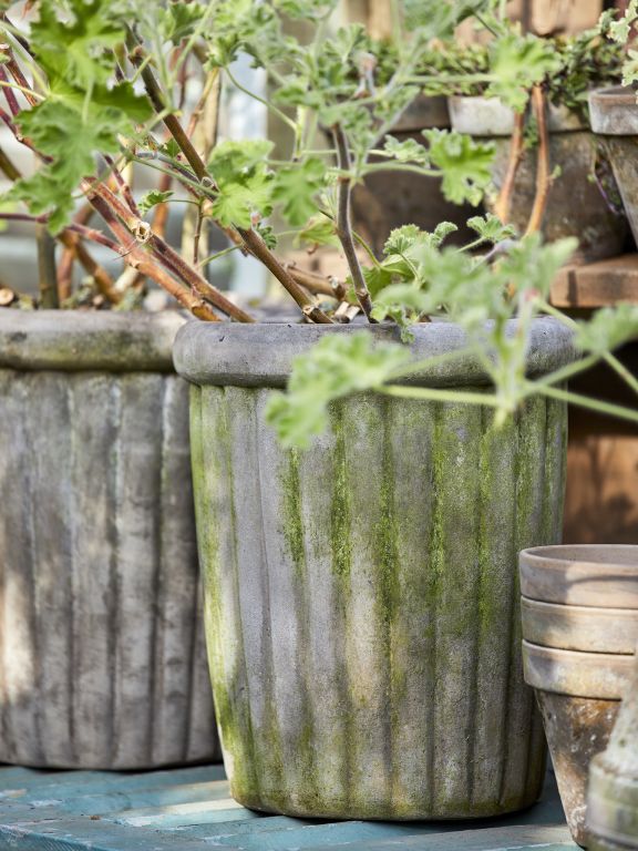Black Tall Ribbed Planter