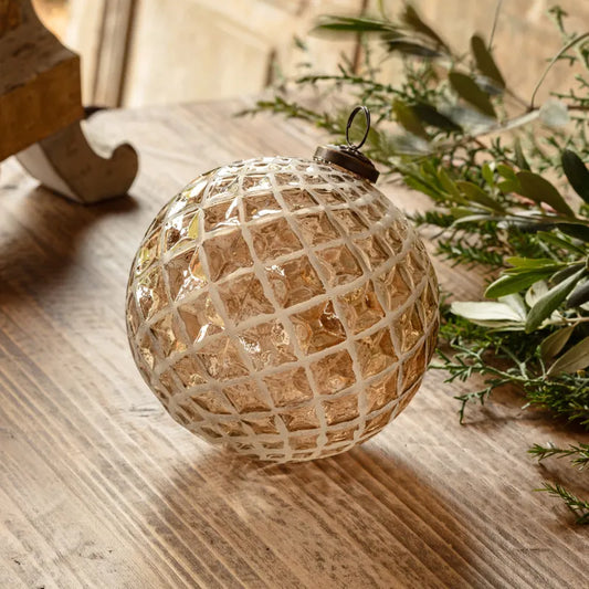 Spiraled Diamond Frozen Glass 5" Ornament