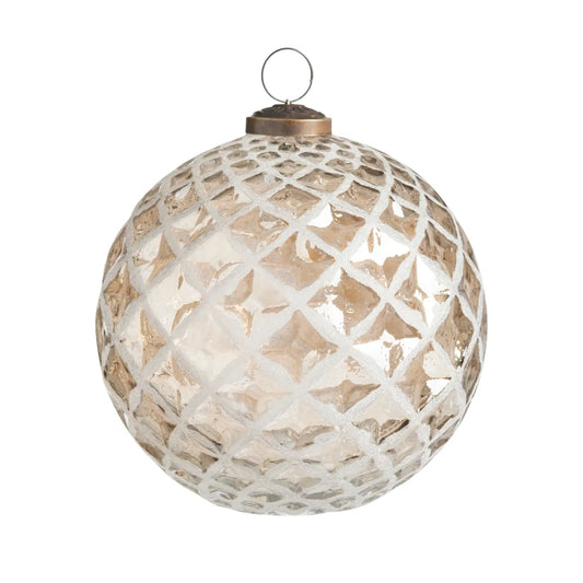 Spiraled Diamond Frozen Glass 5" Ornament