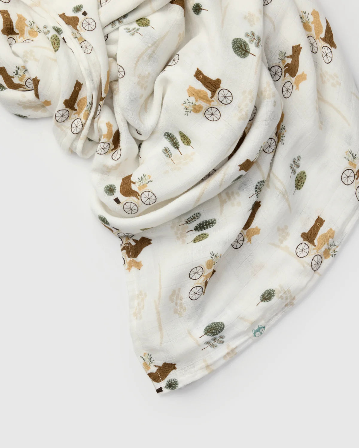 Baby Muslin Swaddle in Tanboocel® Bamboo Viscose - Bears on Bikes