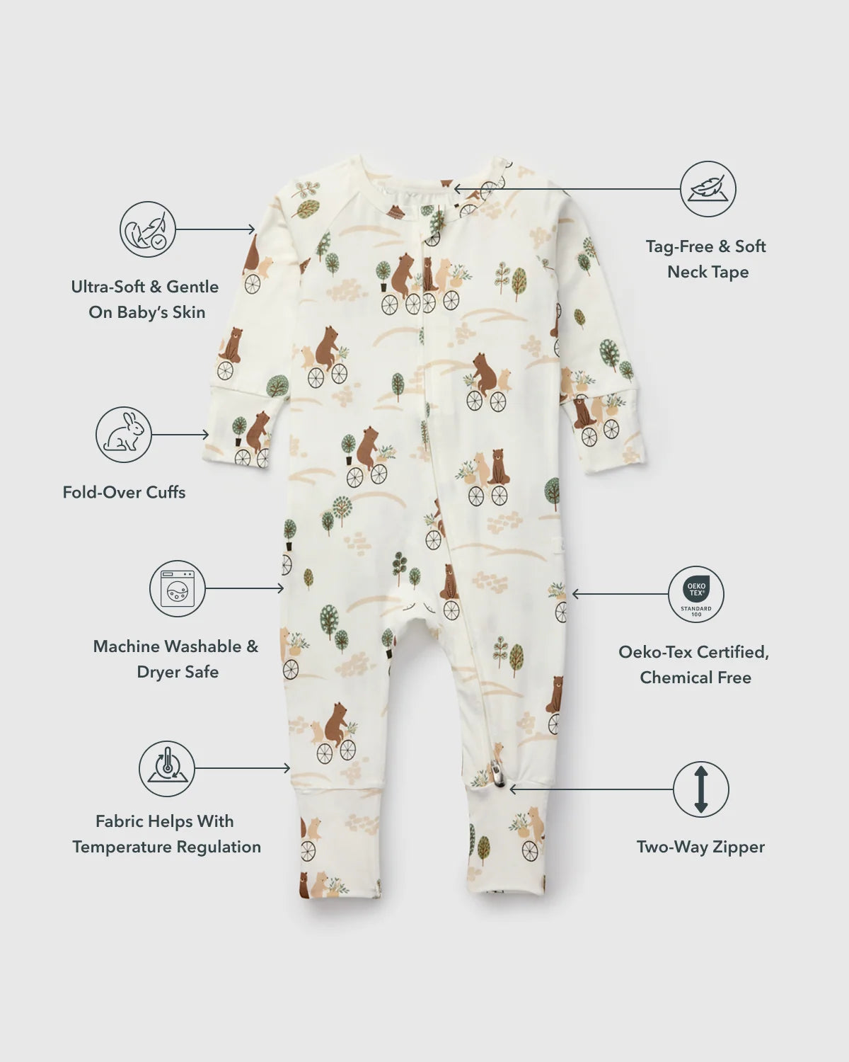 Baby Sleeper TENCEL™ - Bears on Bikes