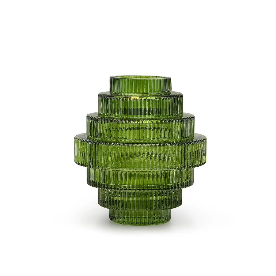 Layered Green Glass Vase Small