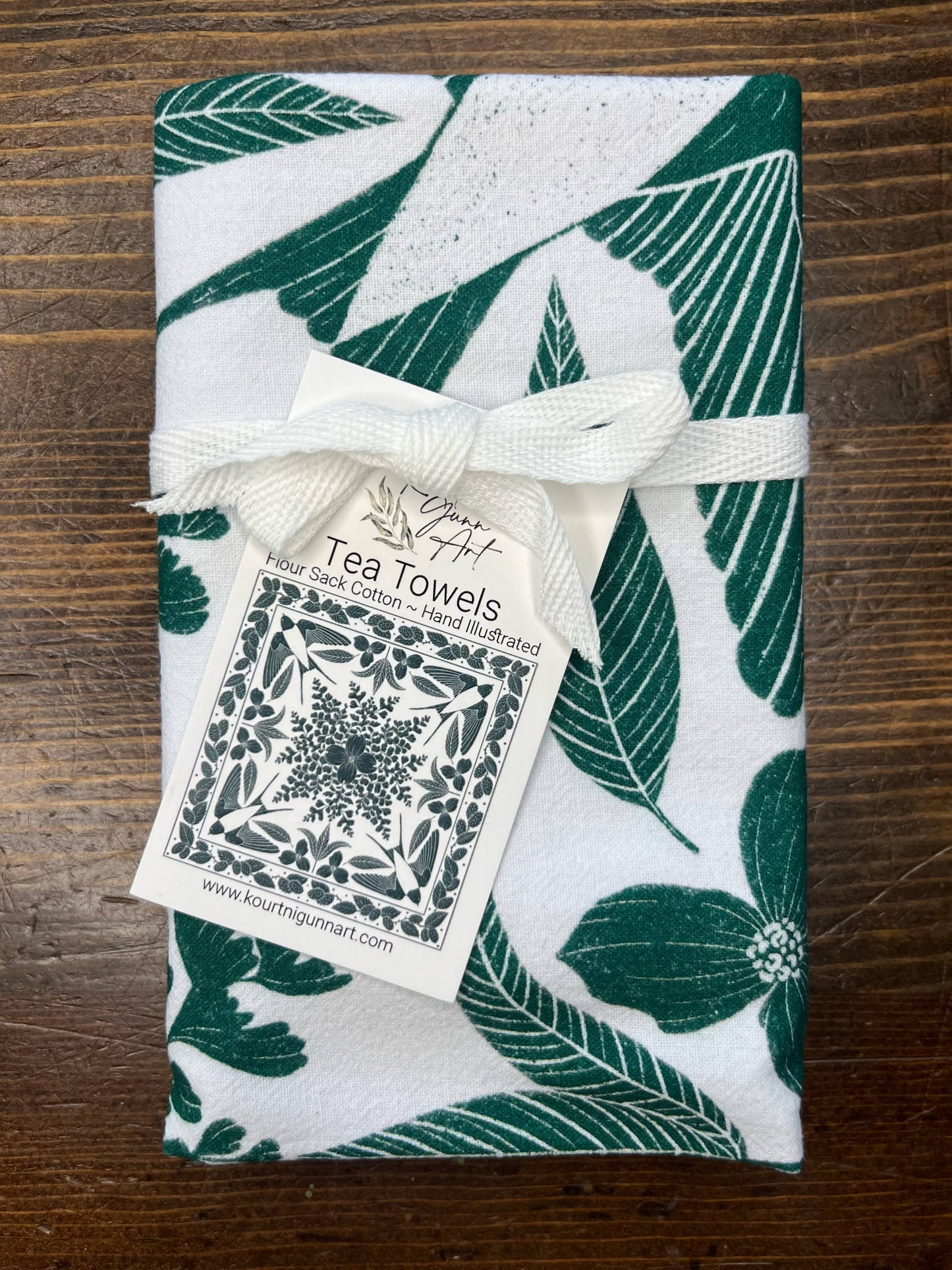 Green Bird Flour Sack Tea Towel