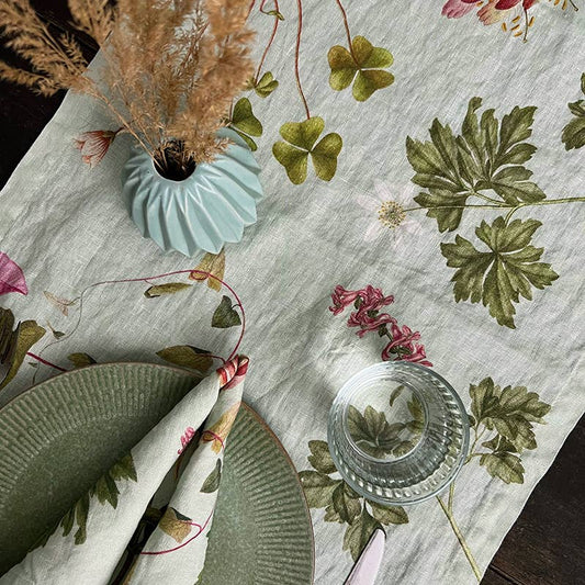 Flora Danica Linen Table Runner