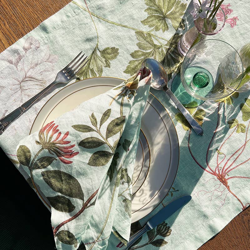 Flora Danica Linen Table Runner