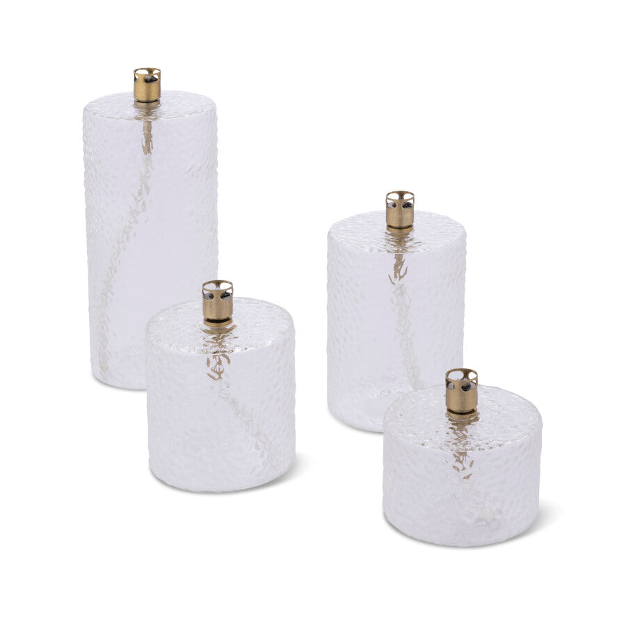 Cylinder Hammered Glass Oil Lamps