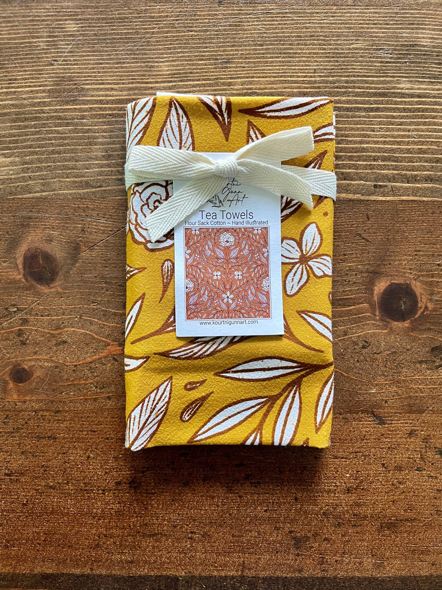 Yellow Floral Flour Sack Tea Towel
