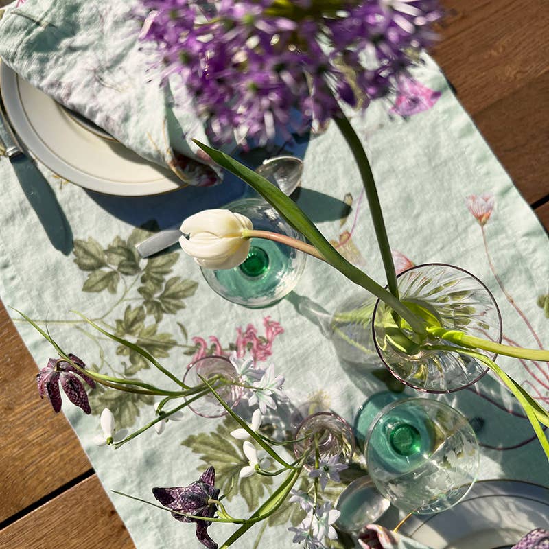 Flora Danica Linen Table Runner